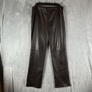 VTG Real Clothes Geniune Leather Pants Womens Brown 10 Straight Leg Buttery Soft